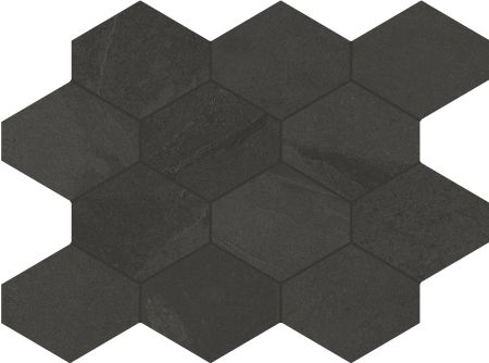 Unicom Starker BRAZILIAN SLATE Rail Black Hexagon UNI-0008495 Mosaik 25x34 Matt